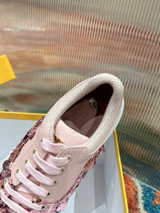 RUNWAY SEQUIN CASUAL SHOES IN CREPE PINK CALFSKIN