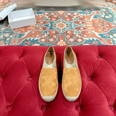 ESPADRILLES PEANUT BROWN SUEDE EMBOSSED LOGO