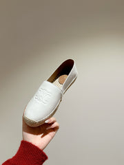ESPADRILLES WHITE SHINY CALFSKIN EMBOSSED LOGO