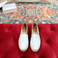 ESPADRILLES WHITE SHINY CALFSKIN EMBOSSED LOGO