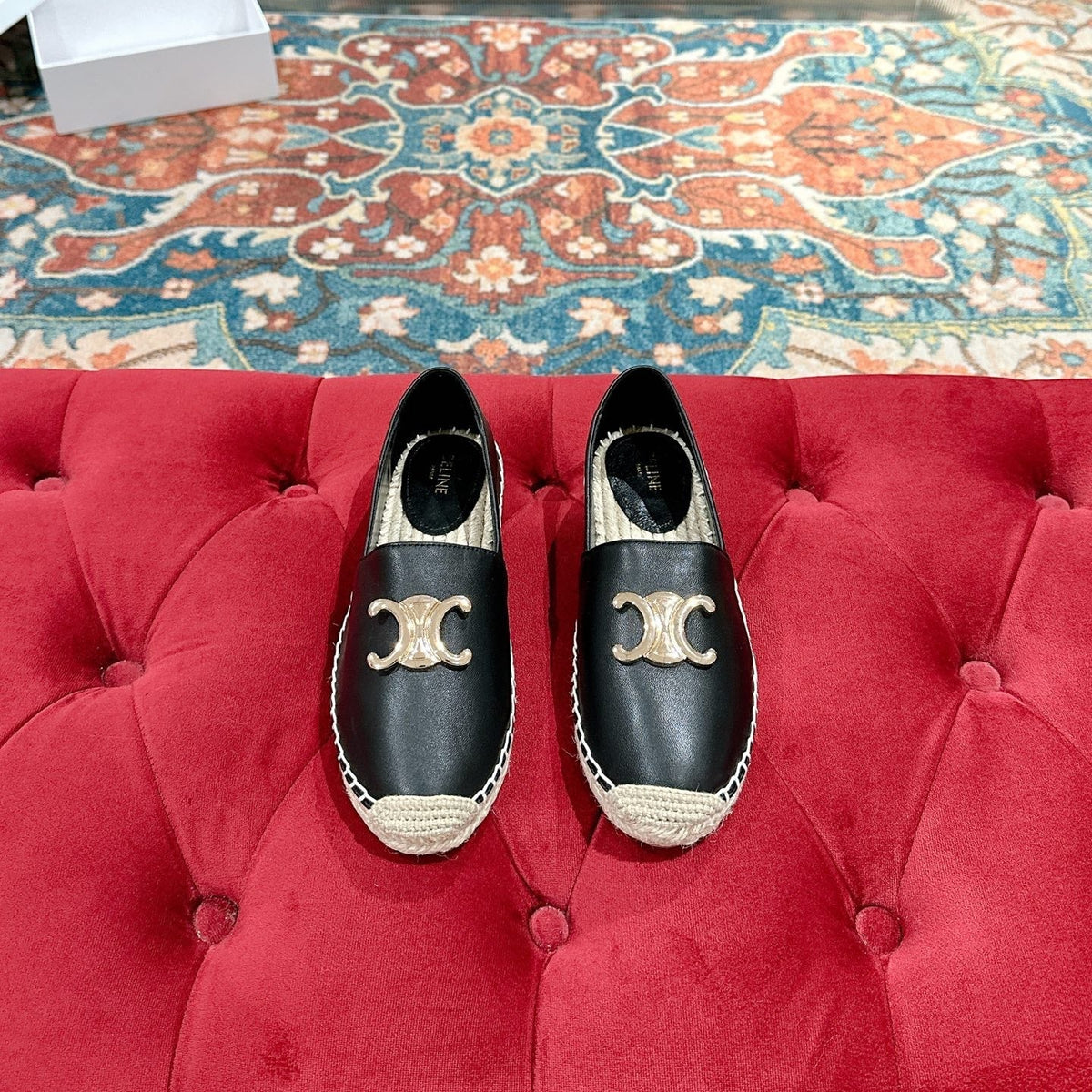 ESPADRILLES BLACK LAMBSKIN GOLD TRIOMPHE