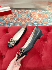 TROMPETTE BALLERINAS IN BLACK SHINY CALFSKIN