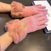 GLOVES IN FLAMINGO PINK WOOL AND RABBIT FUR 420534