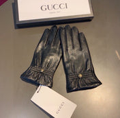 TOUCHSCREEN GLOVES WITH DOUBLE CORD TIGHTENING IN BLACK LAMBSKIN 440488