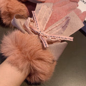 GLOVES IN BLUSH PINK WOOL AND RABBIT FUR 441839