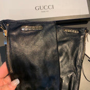 TOUCHSCREEN GLOVES WITH SIDE ZIPPER IN BLACK LAMBSKIN 456311