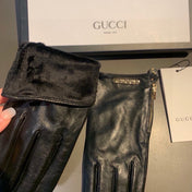 TOUCHSCREEN GLOVES WITH SIDE ZIPPER IN BLACK LAMBSKIN 456311