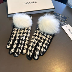 GLOVES IN BLACK MIX WHITE WOOL 462258
