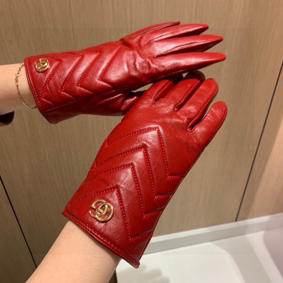 TOUCHSCREEN GLOVES IN RED LAMBSKIN AND FABRIC LINING 463860