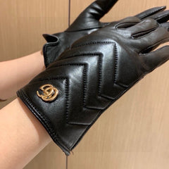 TOUCHSCREEN GLOVES IN BLACK LAMBSKIN AND FABRIC LINING 463861