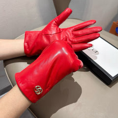 TOUCHSCREEN GLOVES IN RED LAMBSKIN AND SHEARLING LINING 463862