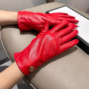 TOUCHSCREEN GLOVES IN RED LAMBSKIN AND SHEARLING LINING 463862