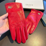 TOUCHSCREEN GLOVES IN RED LAMBSKIN AND SHEARLING LINING 463862