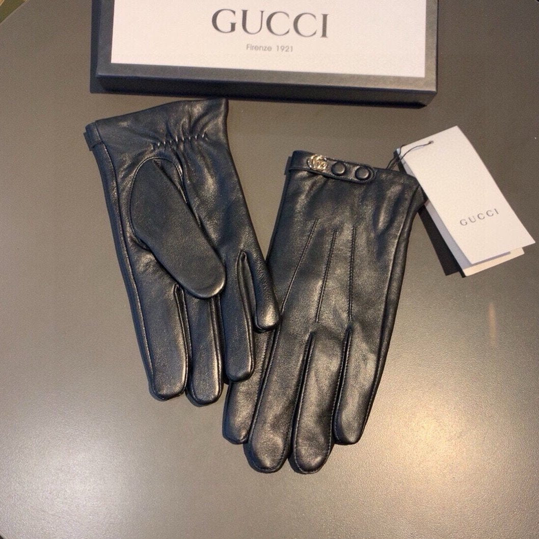 GLOVES WITH DOUBLE BUTTONS IN BLACK LAMBSKIN AND FLEECE LINING 465013