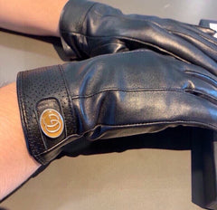 GLOVES IN BLACK CALFSKIN AND FLEECE LINING 465014