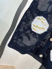 CHANEL 26S BUTTON-UP SHORT-SLEEVE KNIT TOP STYLE 1158