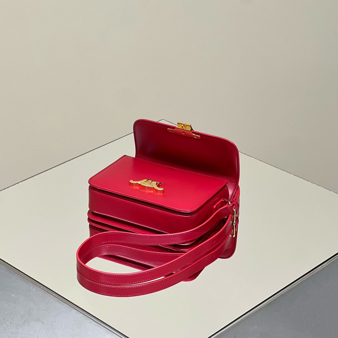 MINI CLAUDE 22 SHINY CALFSKIN CHERRY RED