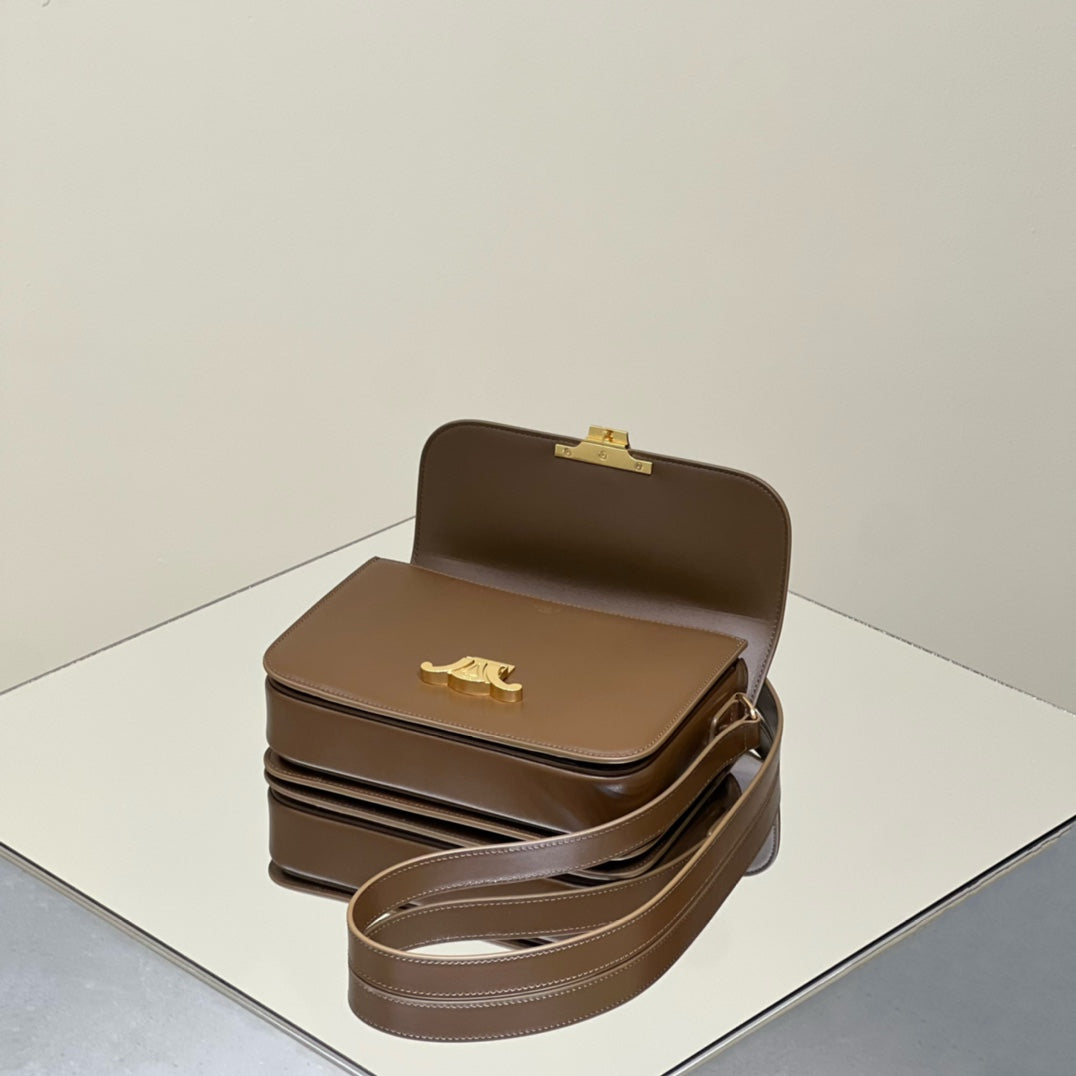 MINI CLAUDE 22 SHINY CALFSKIN CHOCOLATE BROWN