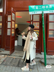 FF 170 CM SCARF IN BEIGE WOOL AND CASHMERE