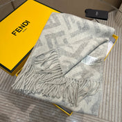 FF 140 CM PONCHO LIGHT GREY MIX WHITE WOOL AND SILK