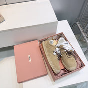 MIUMIU 26S LACE UP ESPADRILLE SNEAKERS IN LIGHT BROWN SUEDE ROPE SOLE