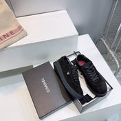 CHANEL 26S GUM SOLE SNEAKERS IN BLACK SUEDE