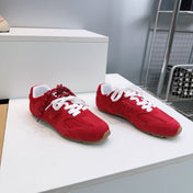MIUMIU 26S NEW BALANCE SNEAKERS IN DARK RED SUEDE & FABRIC