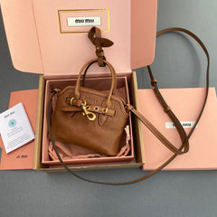 AVENTURE BAG 13 IN SANTA FE BROWN SHINY CALFSKIN
