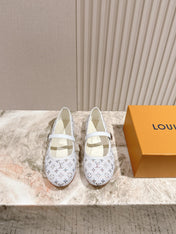 LV BALLET FLAT IN WHITE MONOGRAM CANVAS