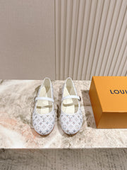 LV BALLET FLAT IN WHITE MONOGRAM CANVAS