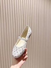 LV BALLET FLAT IN WHITE MONOGRAM CANVAS