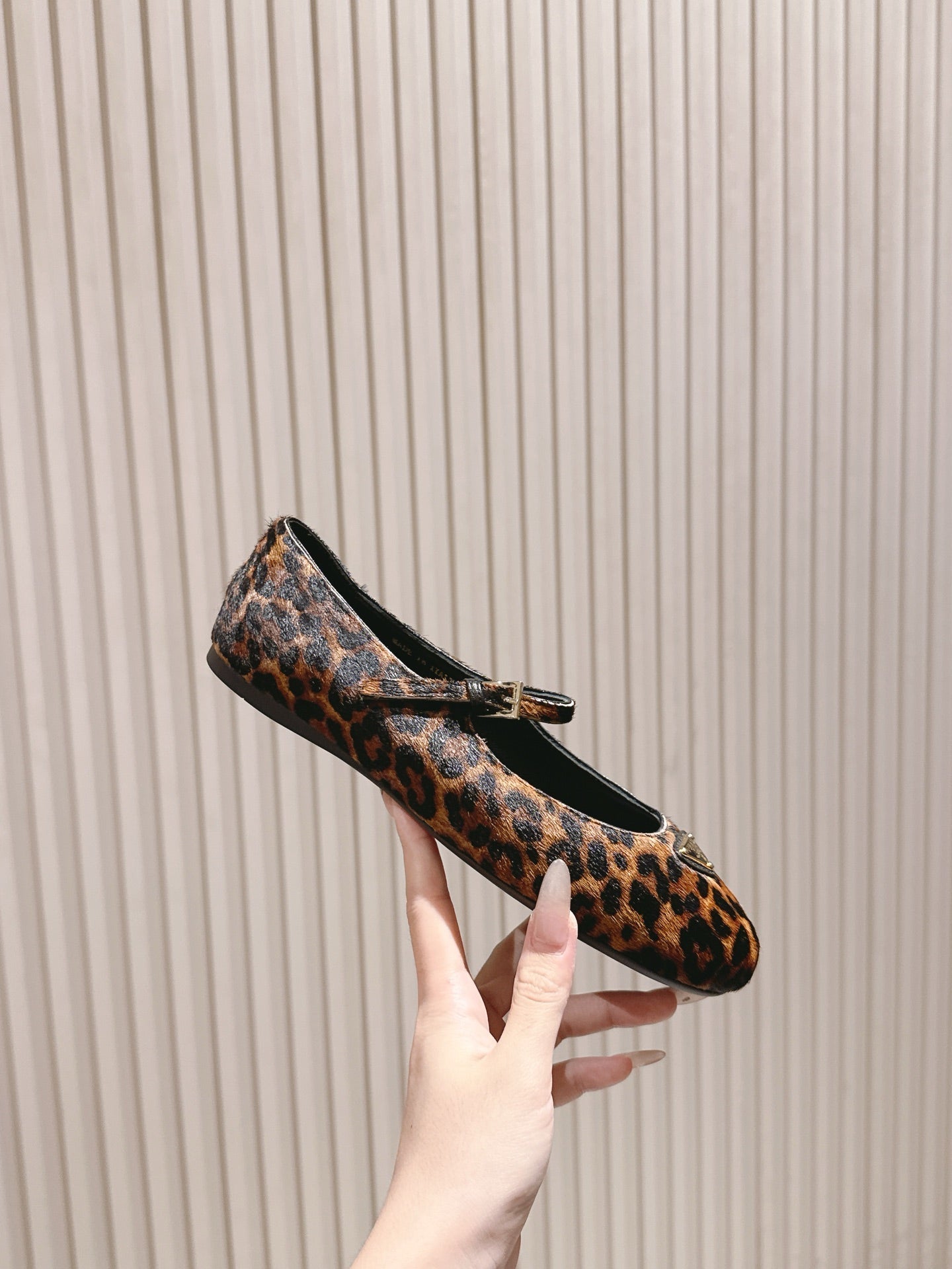 PRADA BALLERINA FLATS IN LEOPARD PRINT LAMBSKIN