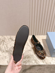 PRADA BALLERINA FLATS IN LEOPARD PRINT LAMBSKIN
