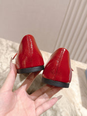 PRADA 25S BALLERINAS IN RED WINE CALFSKIN GLOSSY