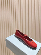 PRADA 25S BALLERINAS IN RED WINE CALFSKIN GLOSSY