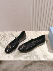PRADA 25S BALLERINAS IN BLACK CALFSKIN GLOSSY