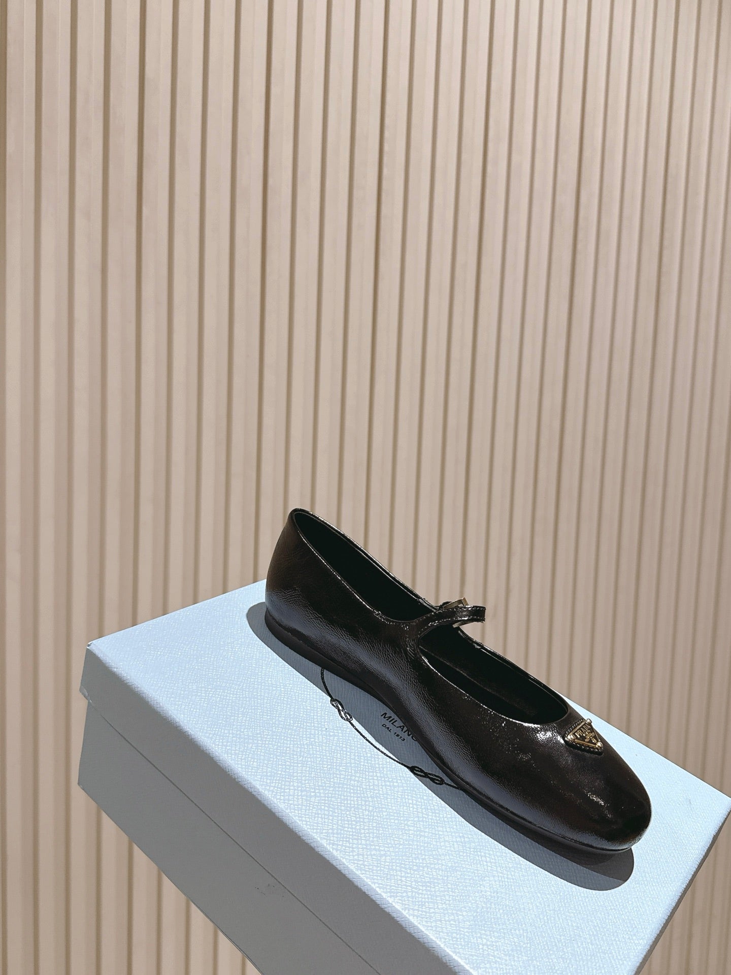 PRADA 25S BALLERINAS IN BLACK CALFSKIN GLOSSY