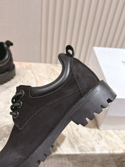 CELINE 25S LOW CUT MARTIN BOOTS IN BLACK CALFSKIN