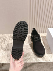 CELINE 25S LOW CUT MARTIN BOOTS IN BLACK CALFSKIN