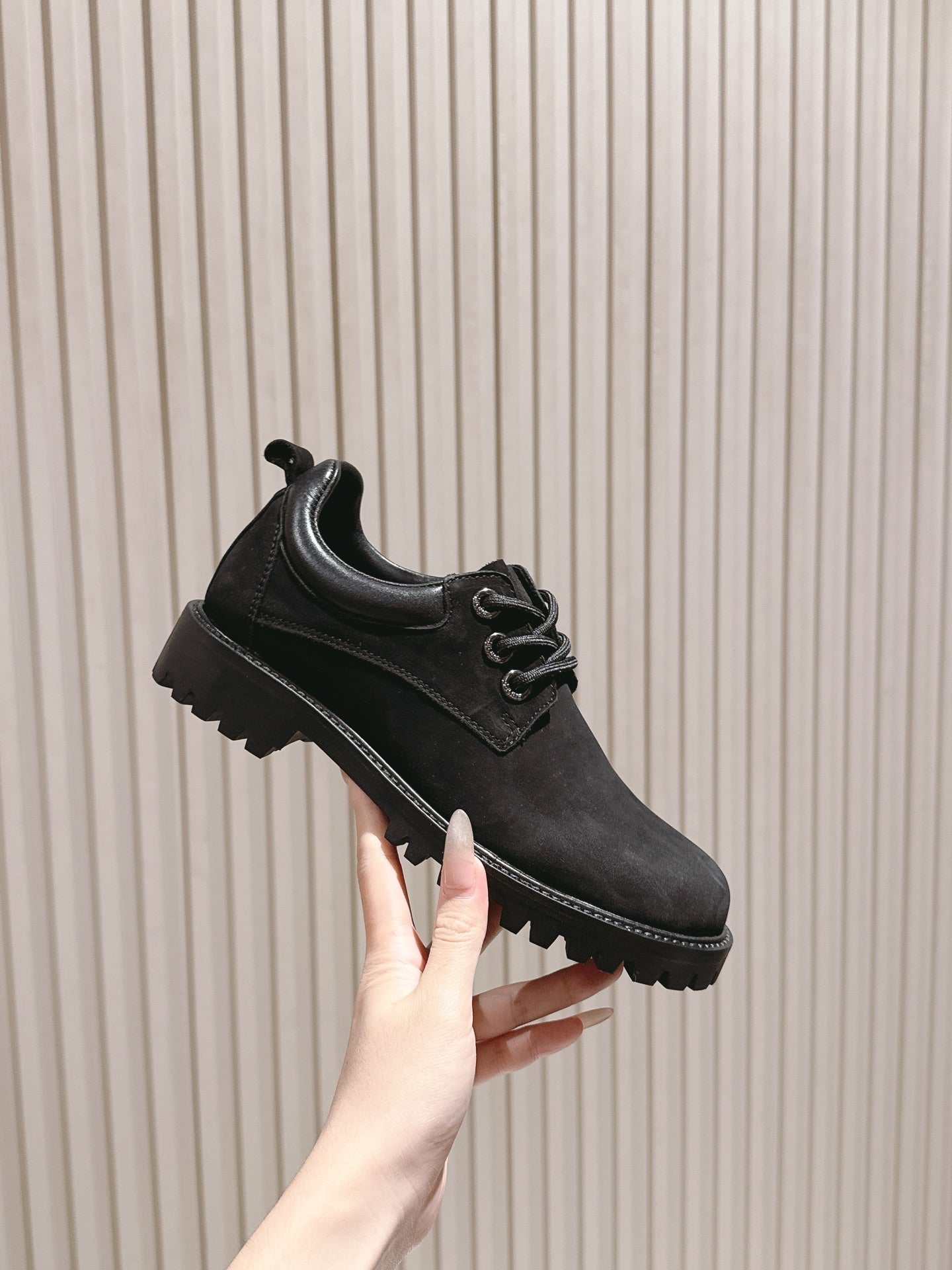 CELINE 25S LOW CUT MARTIN BOOTS IN BLACK CALFSKIN