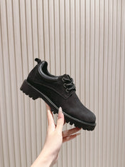 CELINE 25S LOW CUT MARTIN BOOTS IN BLACK CALFSKIN