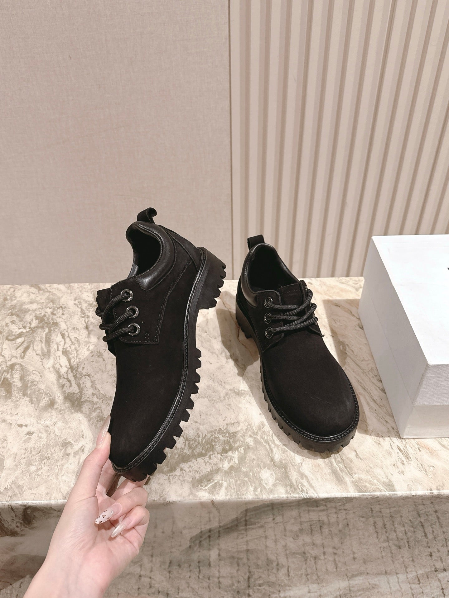 CELINE 25S LOW CUT MARTIN BOOTS IN BLACK CALFSKIN