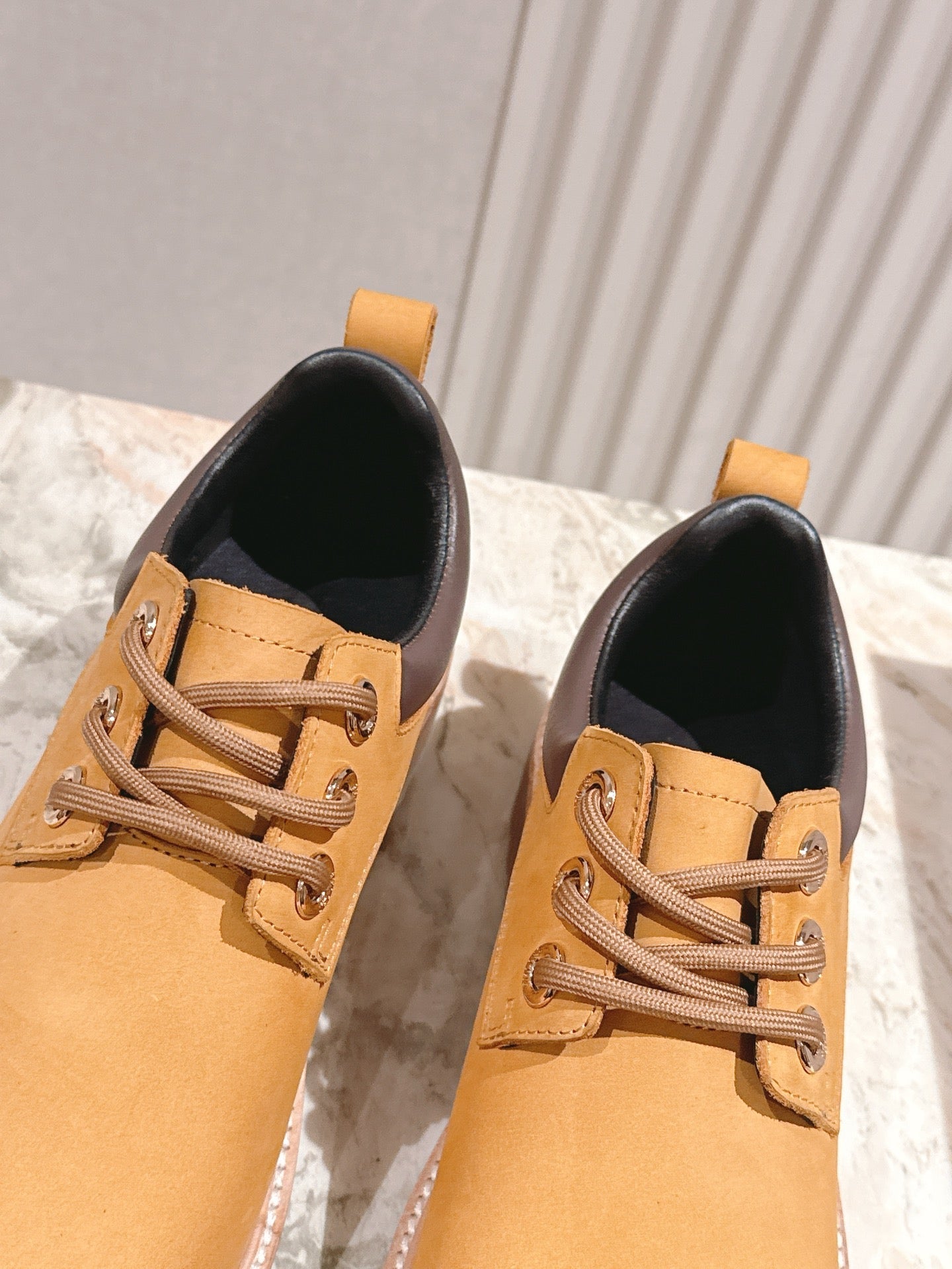 CELINE 25S LOW CUT MARTIN BOOTS IN MEDIUM ORANGE CALFSKIN