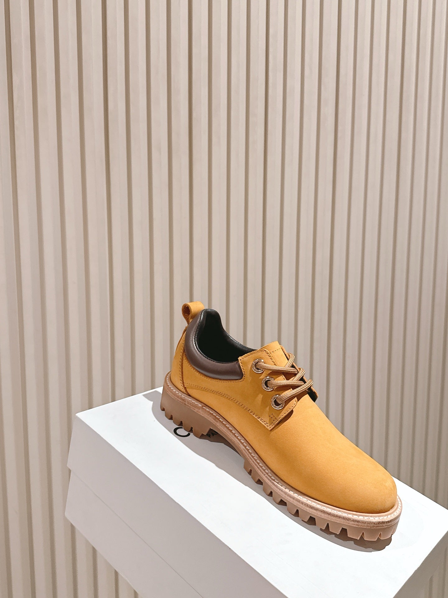 CELINE 25S LOW CUT MARTIN BOOTS IN MEDIUM ORANGE CALFSKIN