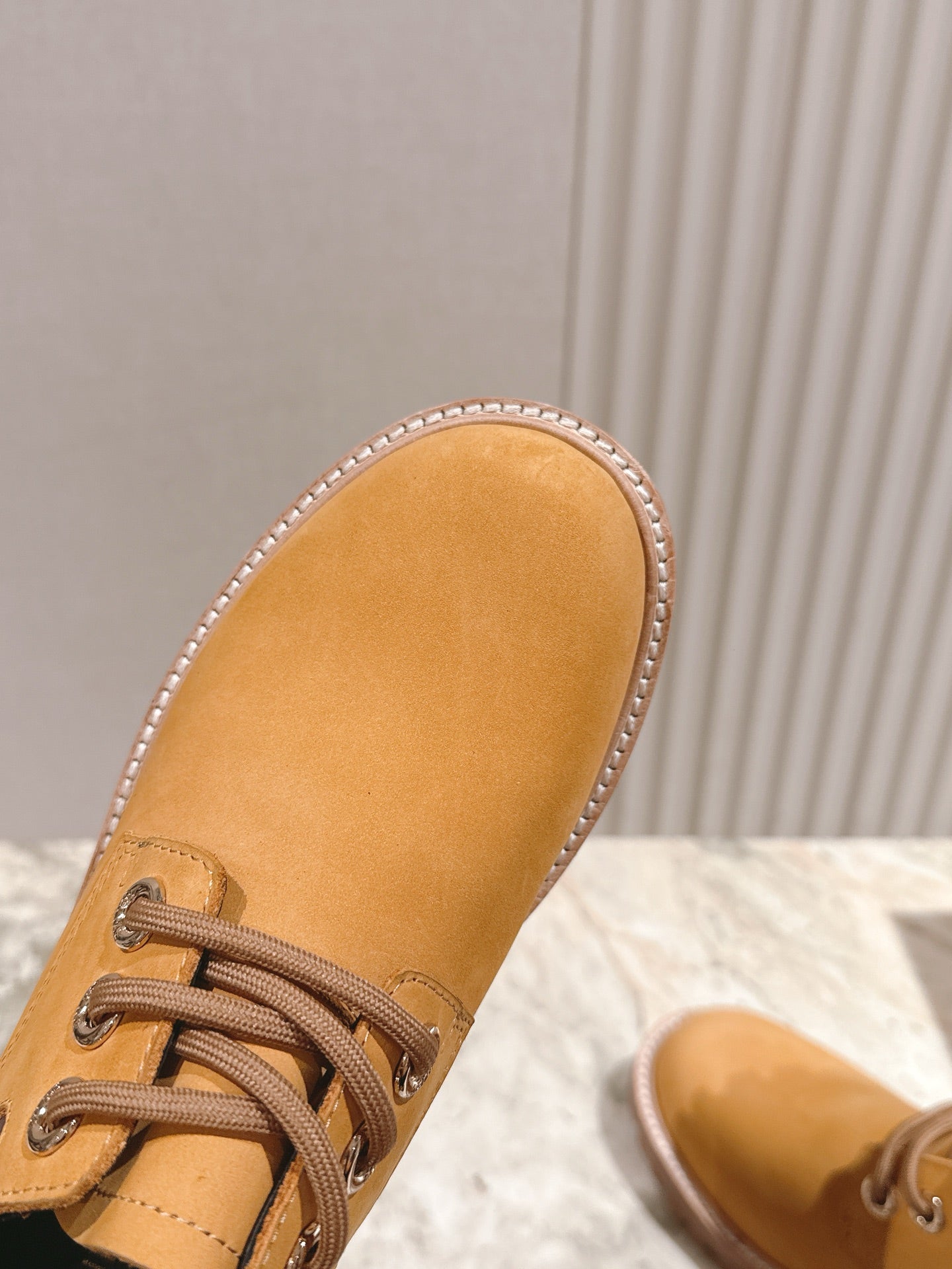 CELINE 25S LOW CUT MARTIN BOOTS IN MEDIUM ORANGE CALFSKIN