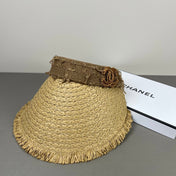 CHANEL 26S RAFFIA VISOR WITH BROWN CC LOGO 338094