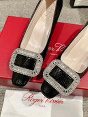 BELLE VIVIER PUMPS IN BLACK LIZARD EMBOSSED CALFSKIN