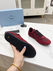 COLLAPSE SNEAKERS IN BURGUNDY RED SUEDE AND NYLON
