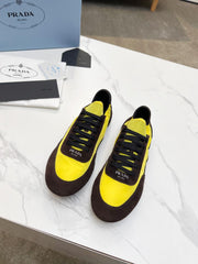 COLLAPSE SNEAKERS IN CHOCOLATE SUEDE AND YELLOW NYLON