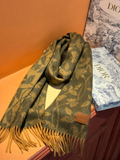 SCARF 180 CM IN OLIVE GREEN MONOGRAM CASHMERE 394642